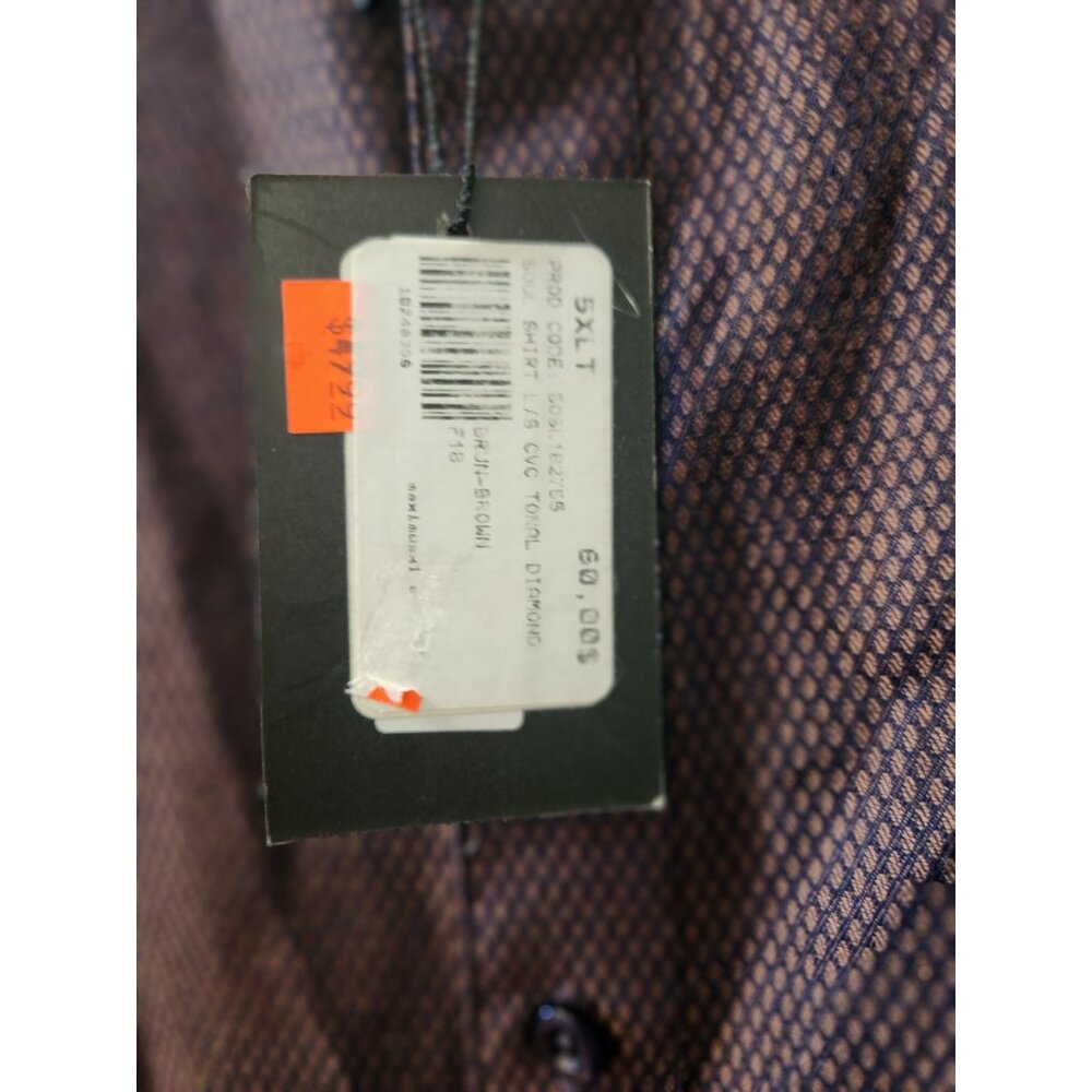 Soul Of London Men Shirt Long Sleeve 5XL Brown New With Tag - Picture 2 of 9